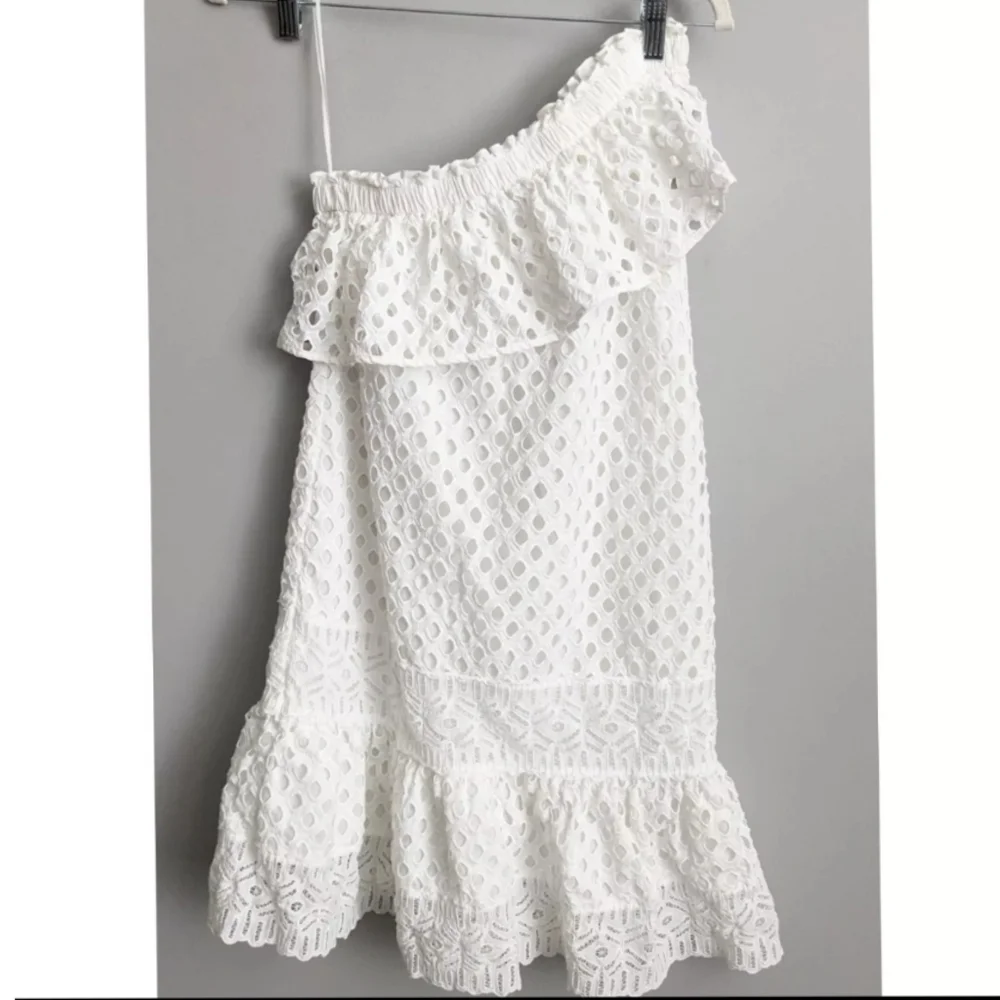 Tory Burch Zoe One-Shoulder Eyelet Dress
